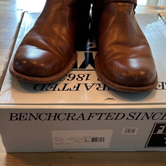 Frye Men's Phillip Harness Cognac Leather Ankle Boots - Picture 6 of 6